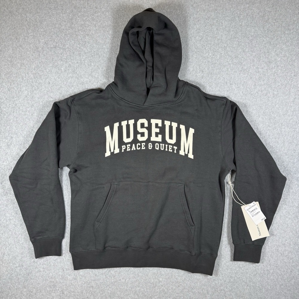 NWT Museum of Peace & Quiet Hoodie Men's M Black Spellout Pullover Sweatshirt